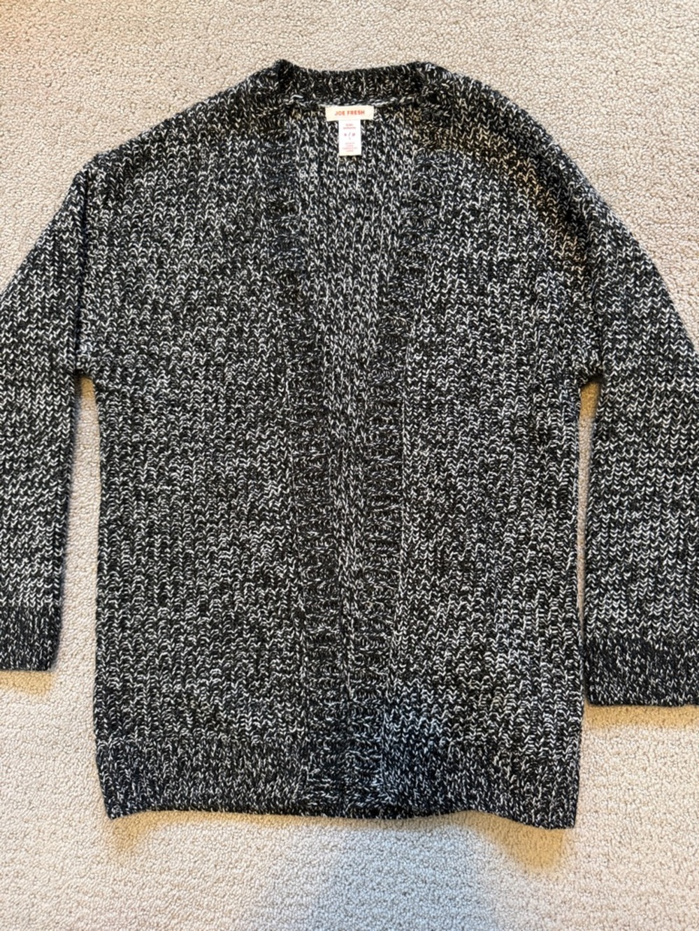 Girls Joe Fresh Black & White Marled Open-Front Cardigan size 6 NWOT